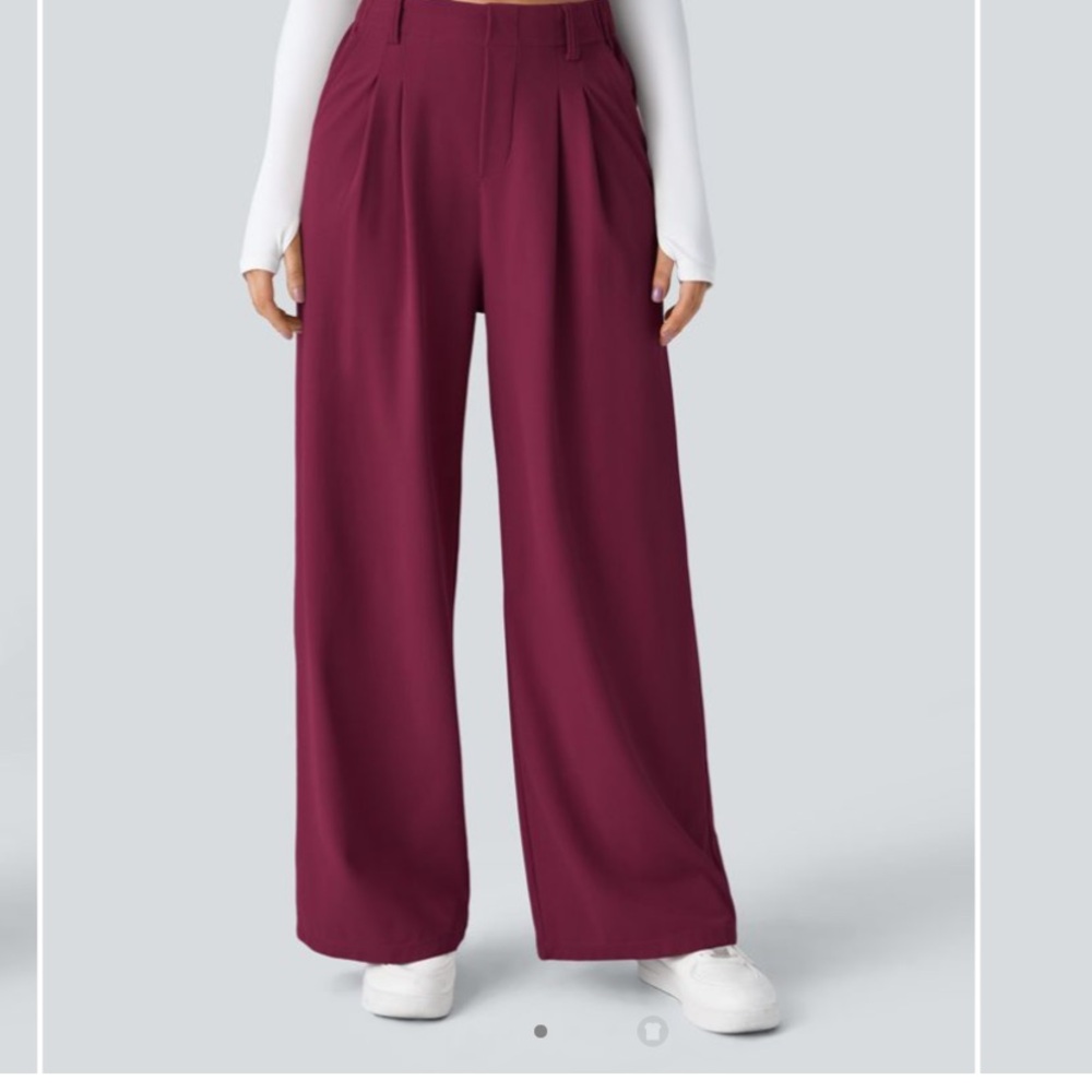 HALARA Wide Leg Pants in Burgundy - Picture 5 of 6